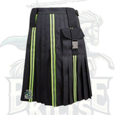 Black Firefighter High Visibility Reflective Kilt – Safety Utility Kilt for Men